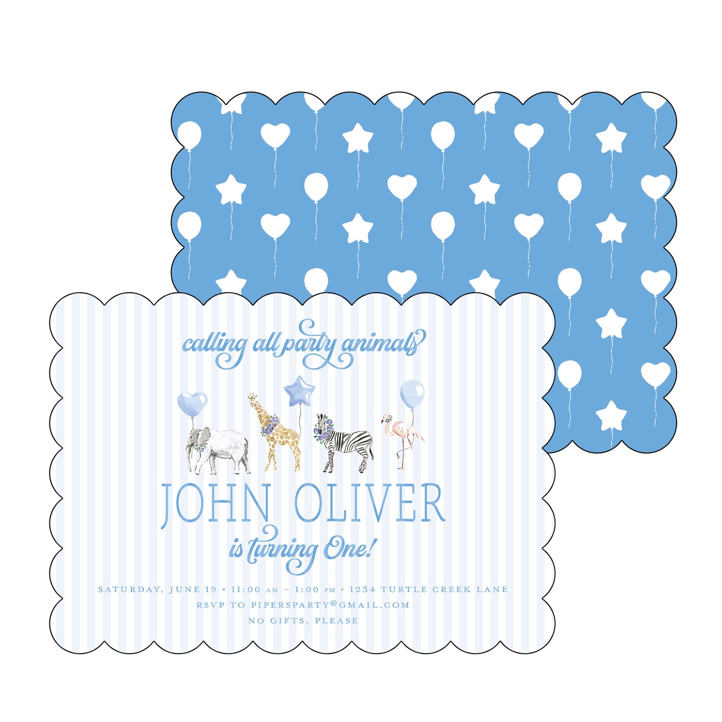 party animals blue | invitation