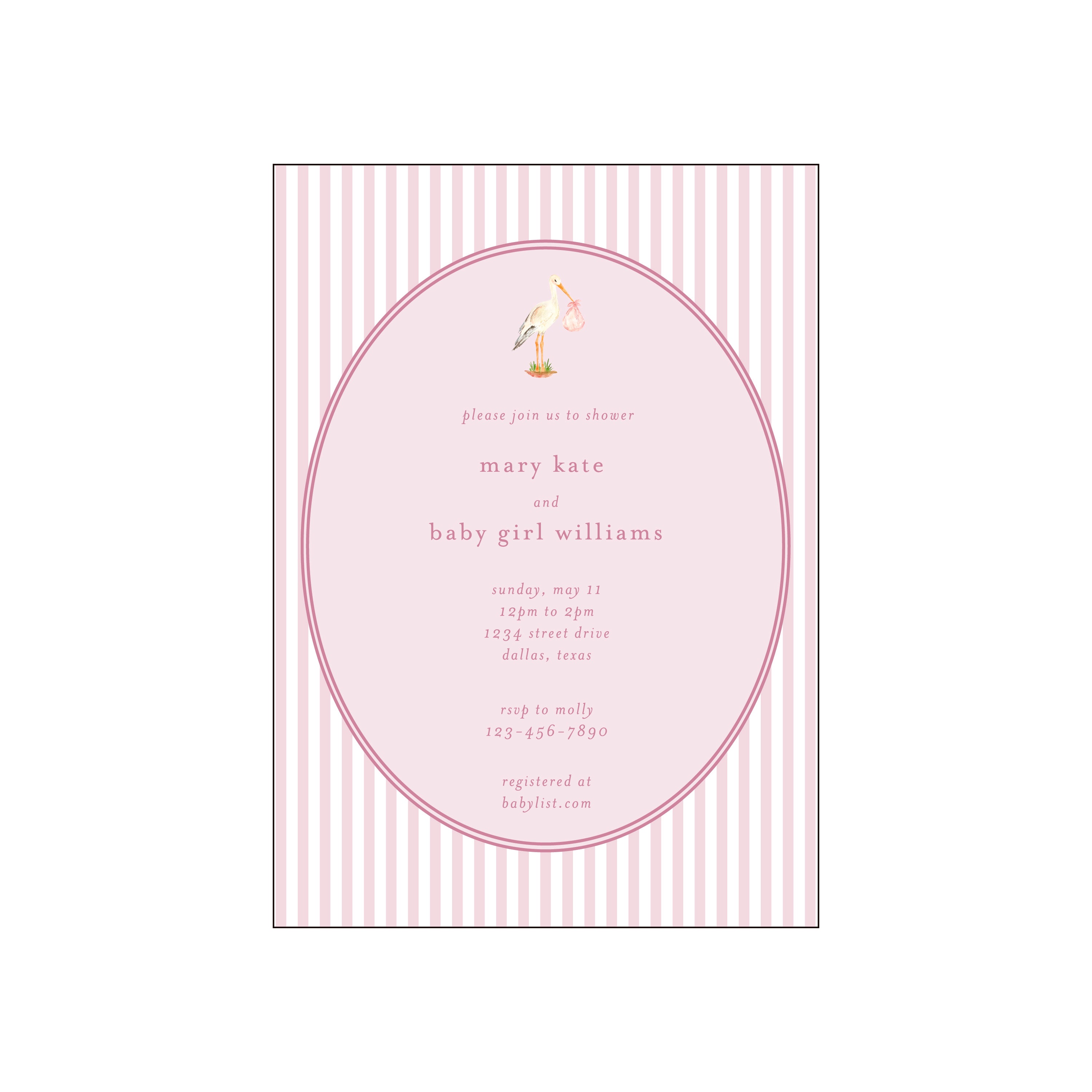 baby girl stork | invitation