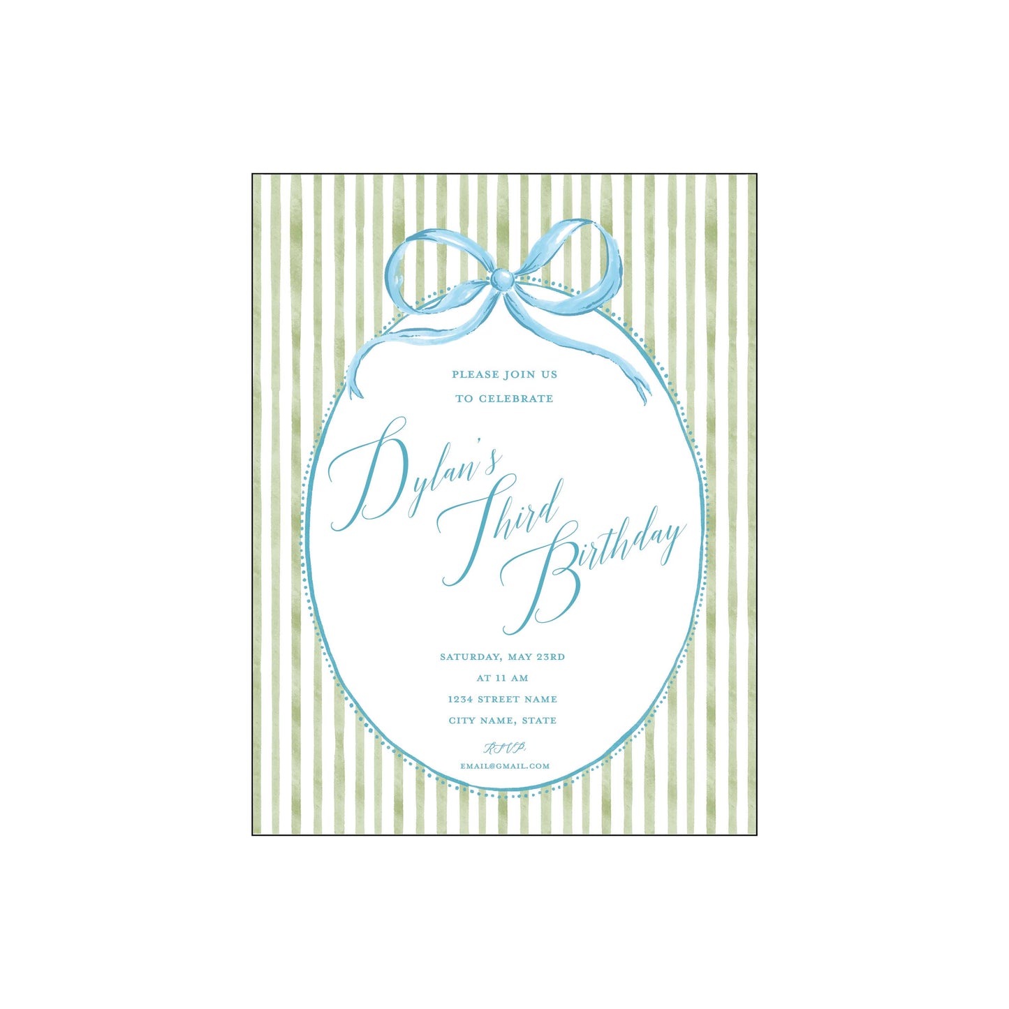 blue and green birthday | invitation