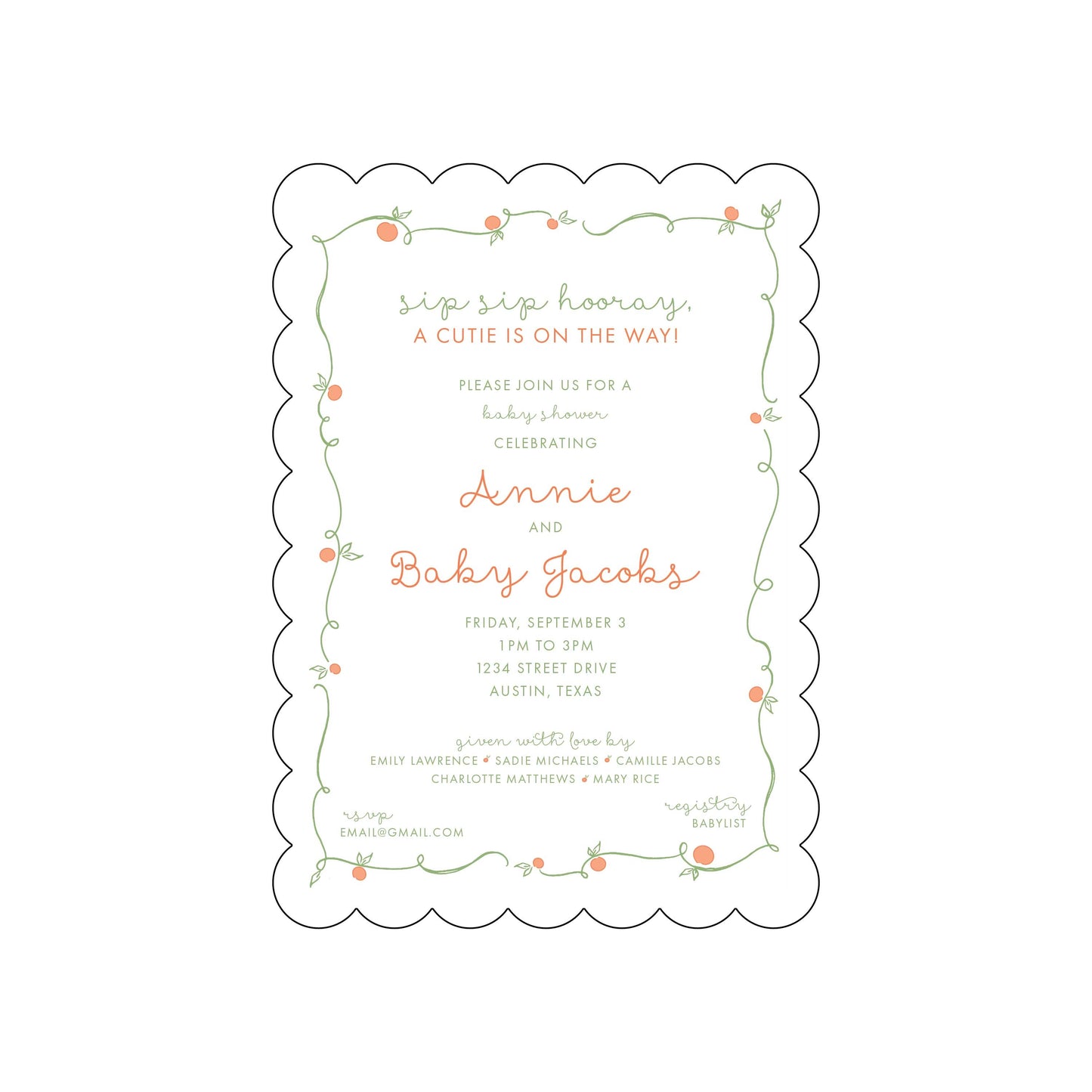 cutie baby shower | invitation