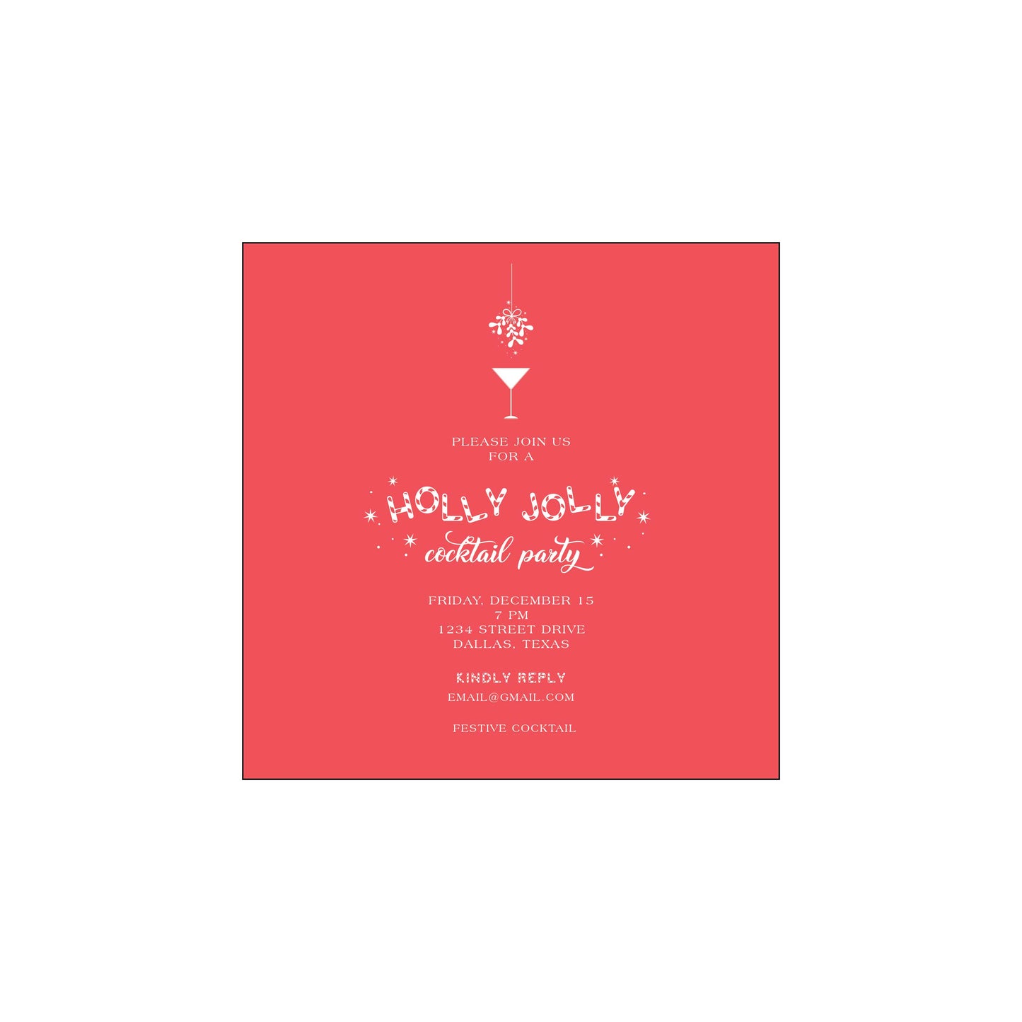 holly jolly cocktail party | invitation