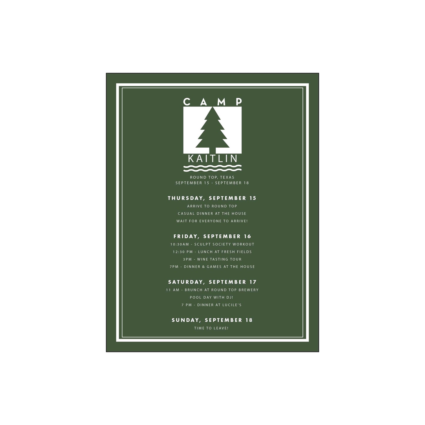 parent trap bachelorette | itinerary
