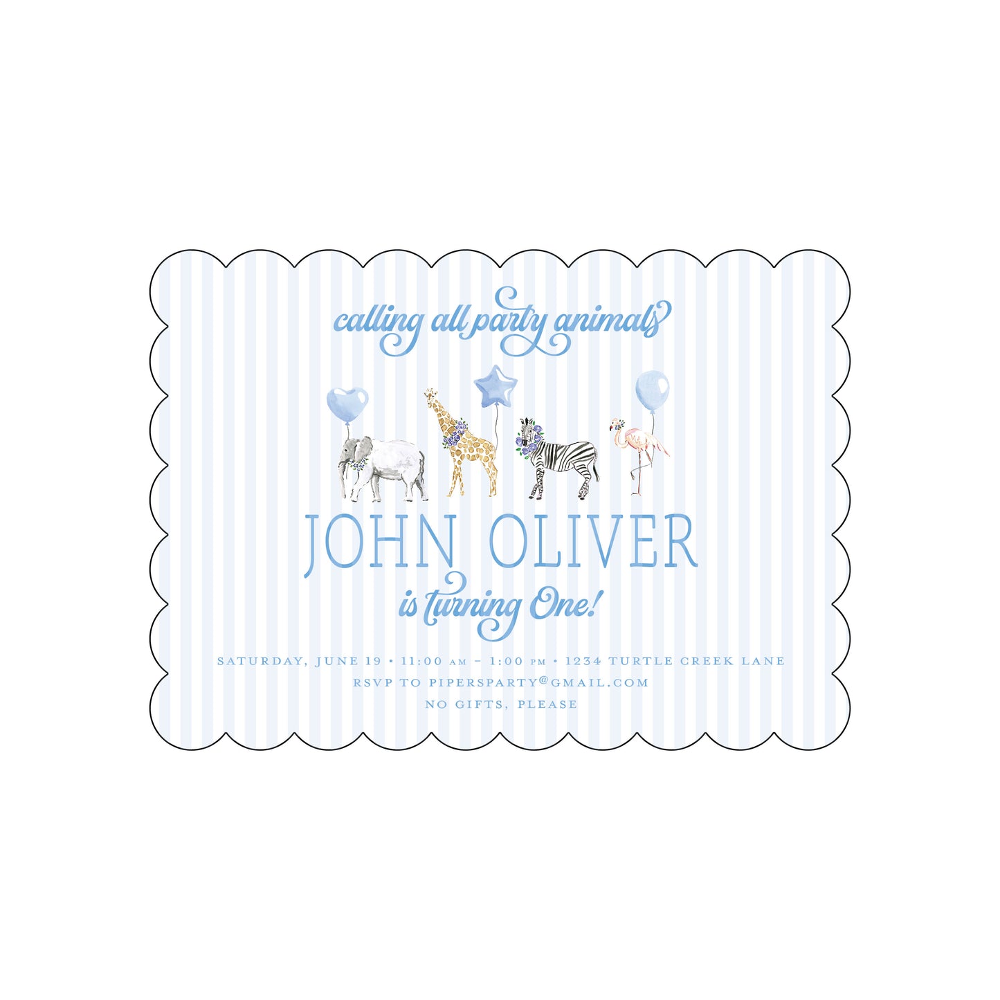 party animals blue | invitation