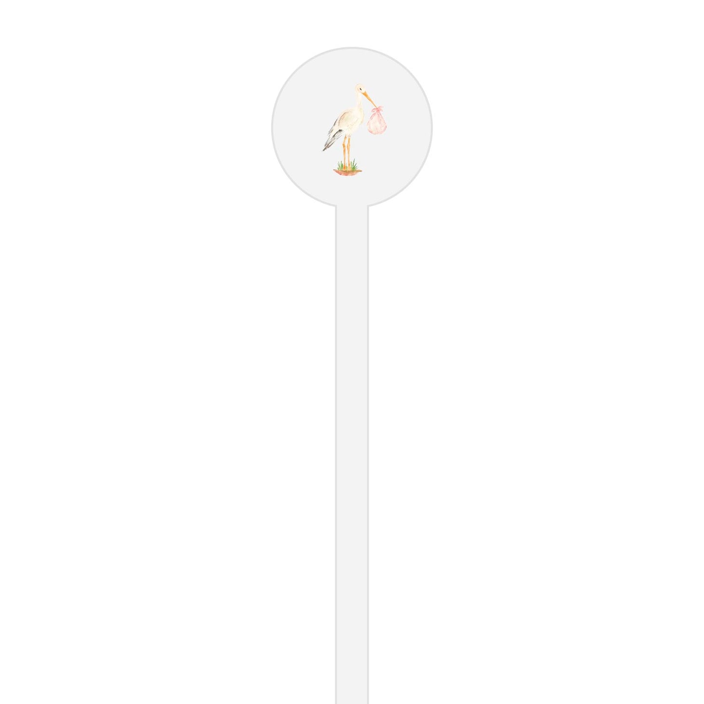 baby girl stork | stir stick | wooden or acrylic round