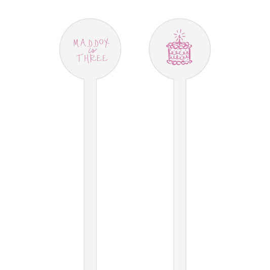 birthday cake | stir stick | wooden or acrylic round