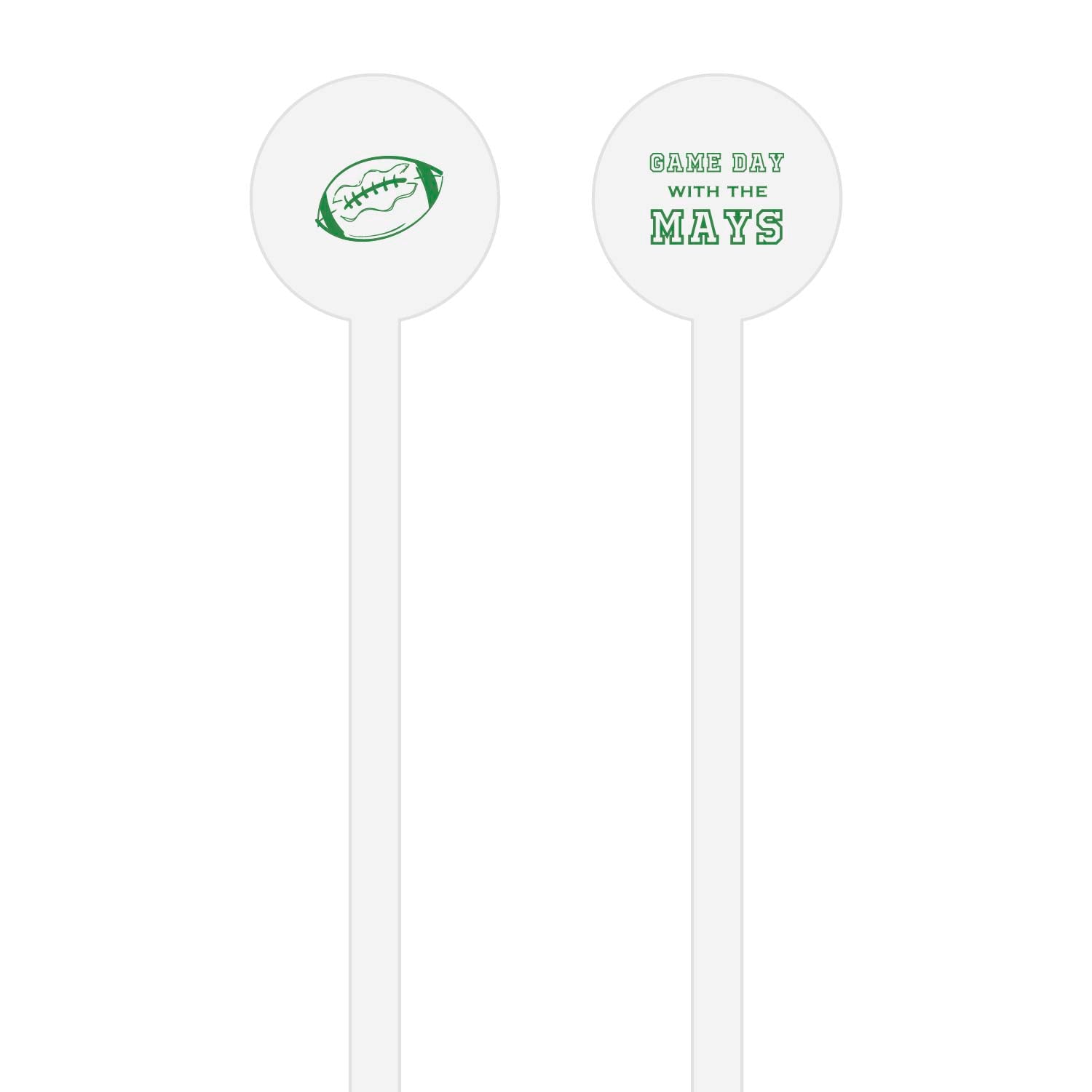 football | stir stick | wooden or acrylic round