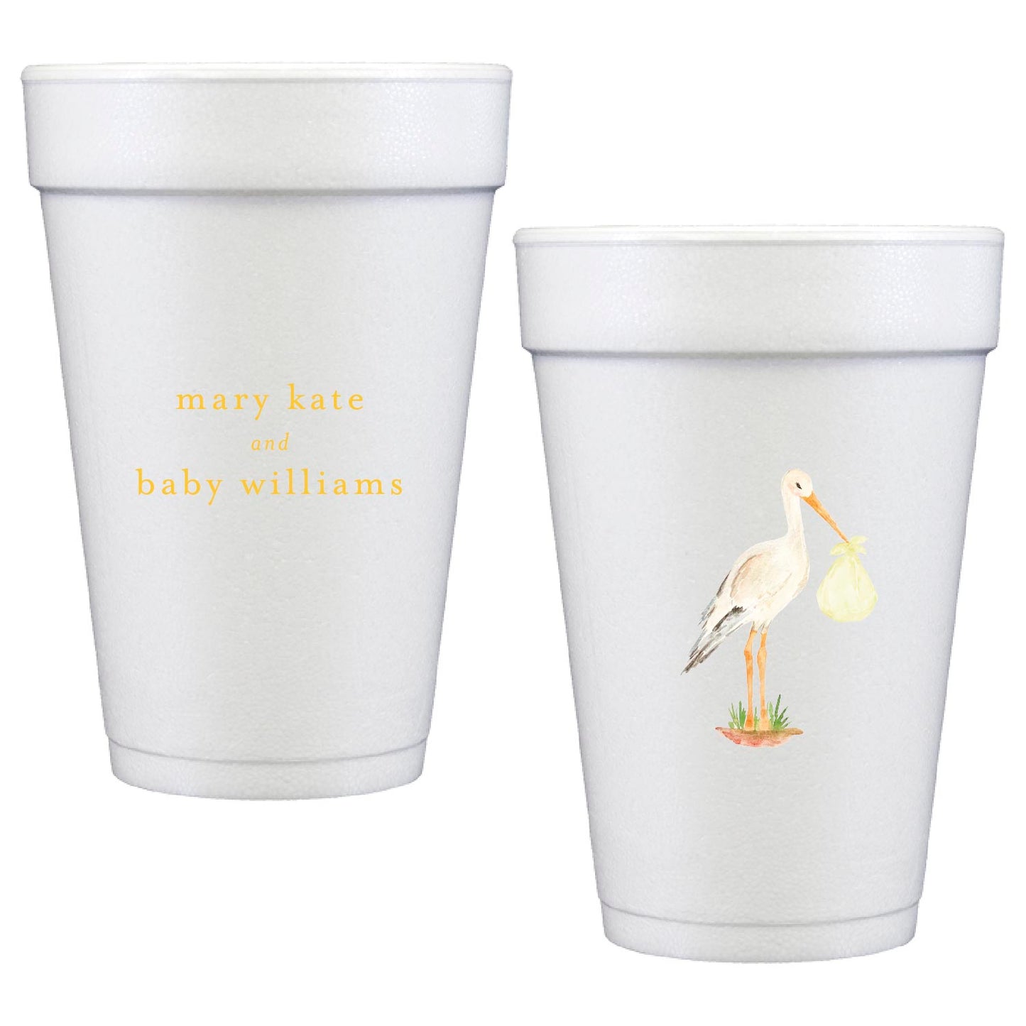 baby stork | styrofoam cups