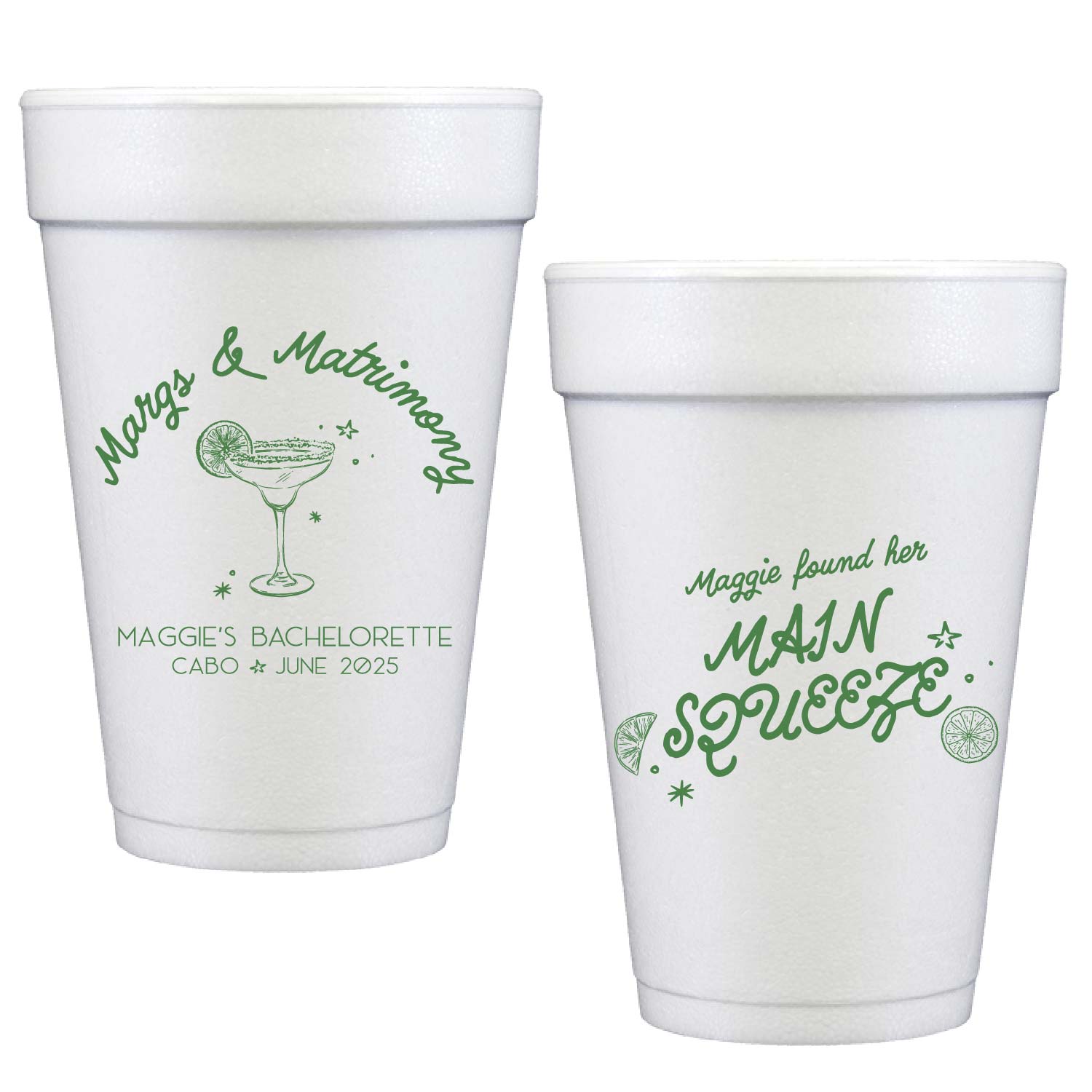 margs & matrimony | styrofoam cups