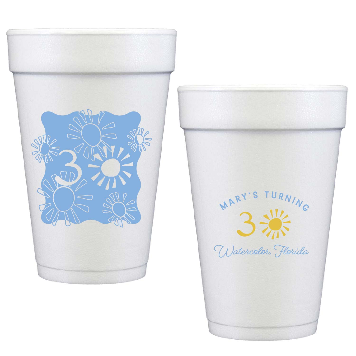 sunshine blue | styrofoam cups
