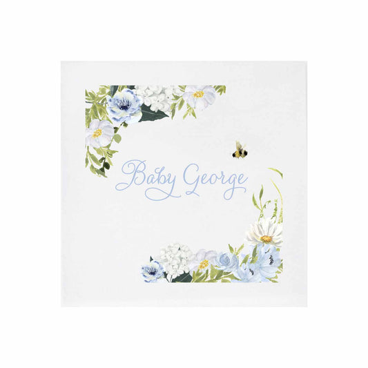 pale blue and white personalized cocktail napkins