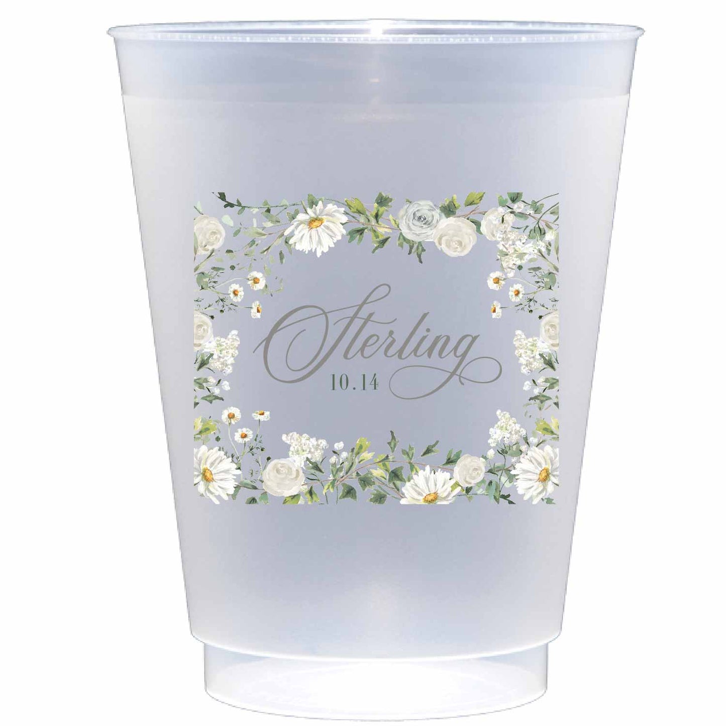 Personalized white florals | Frosted Flex Cup