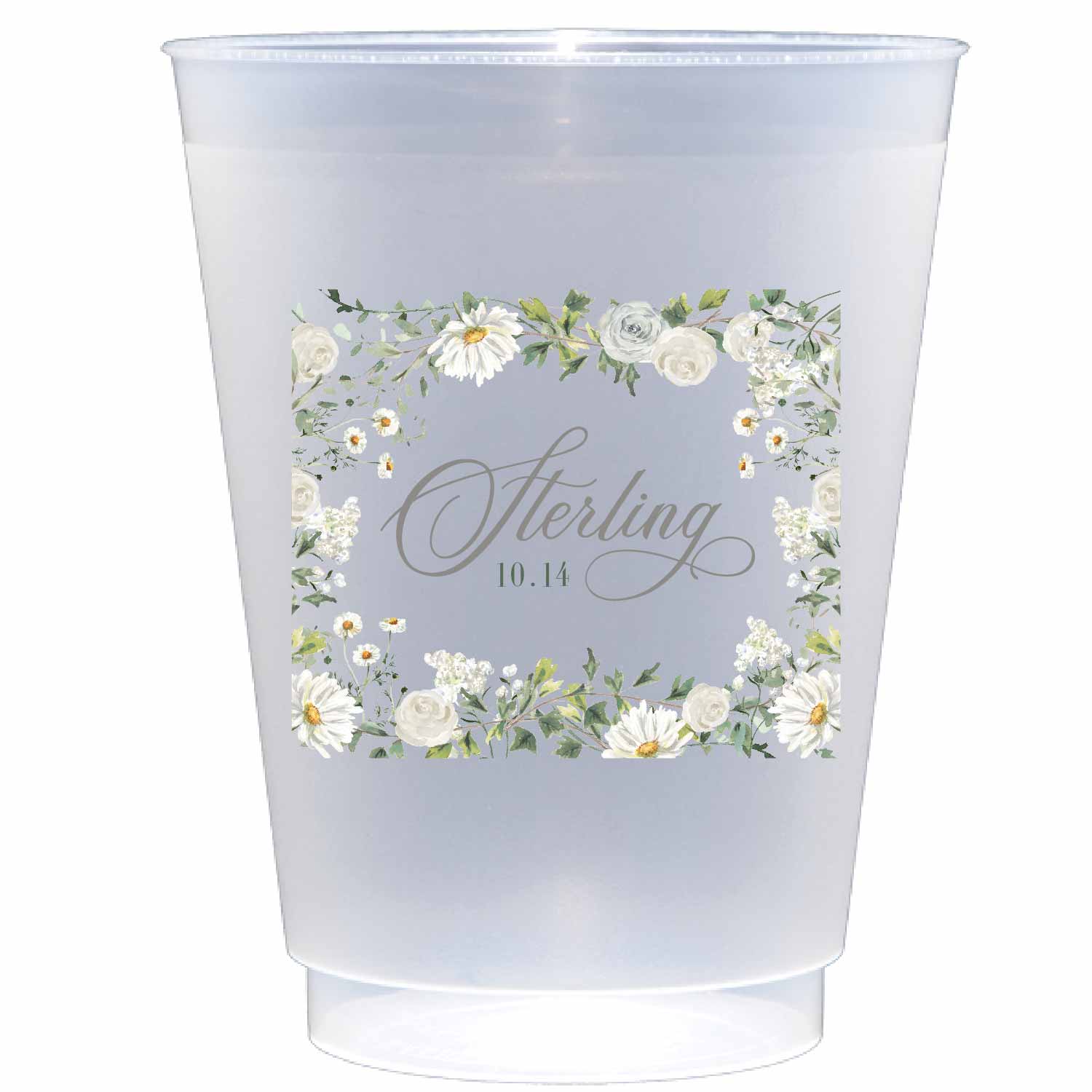 Personalized white florals | Frosted Flex Cup