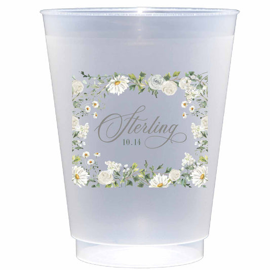 Personalized white florals | Frosted Flex Cup