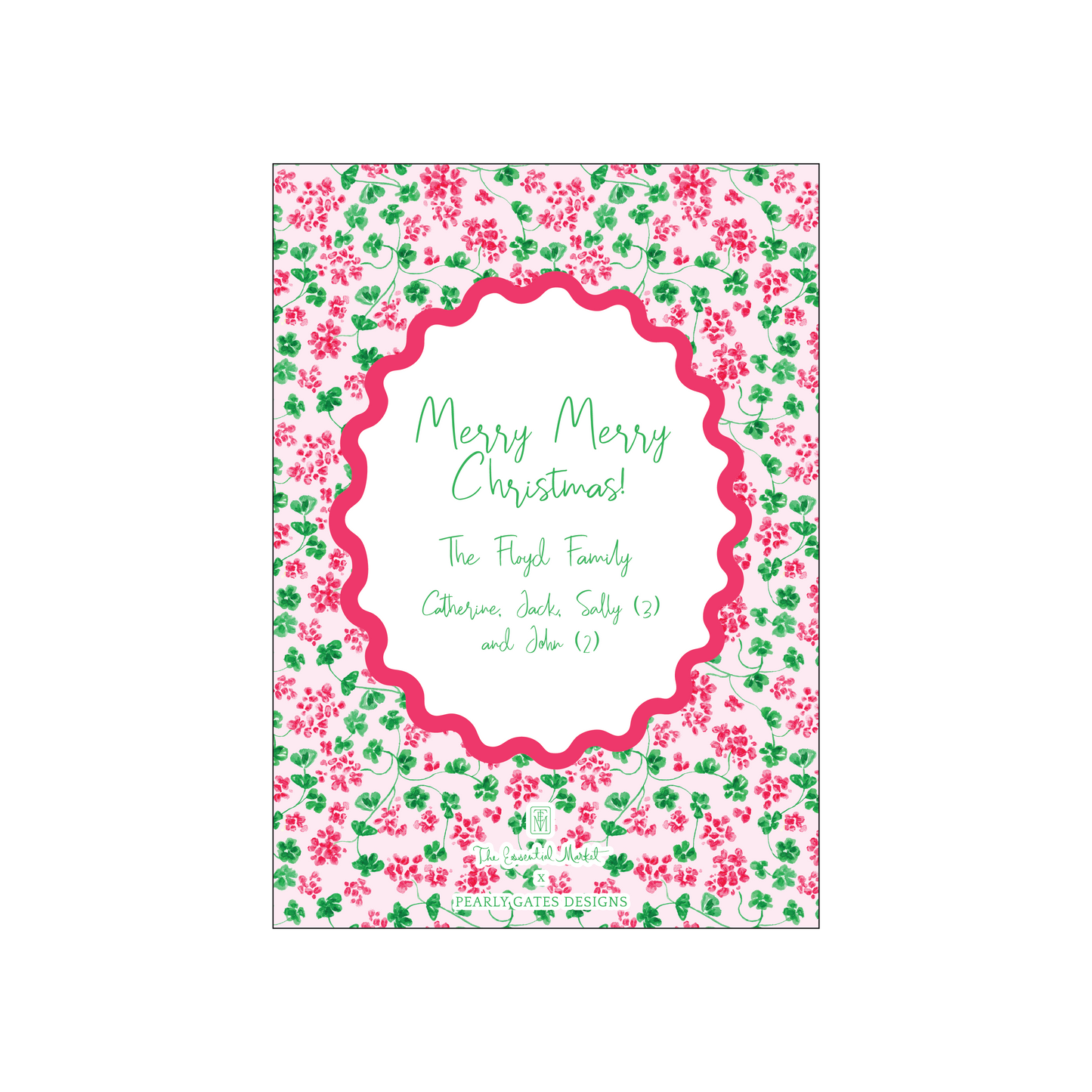 christmas geraniums | holiday card | pearly gates designs