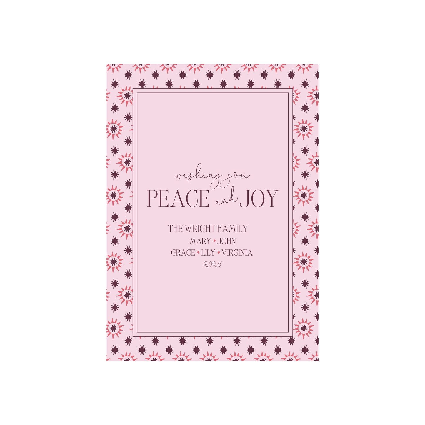pink and berry starburst | holiday card | digital printed