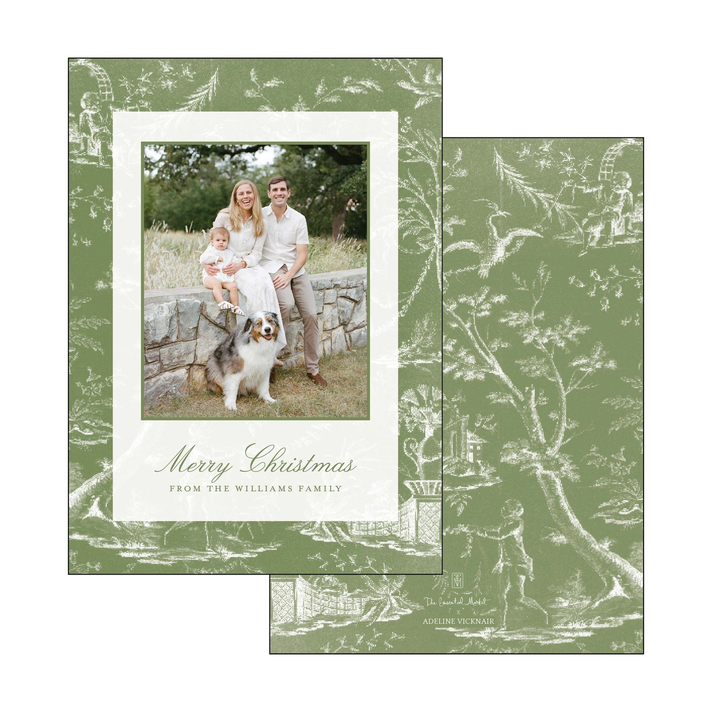 french green toile | holiday card | adeline vicknair