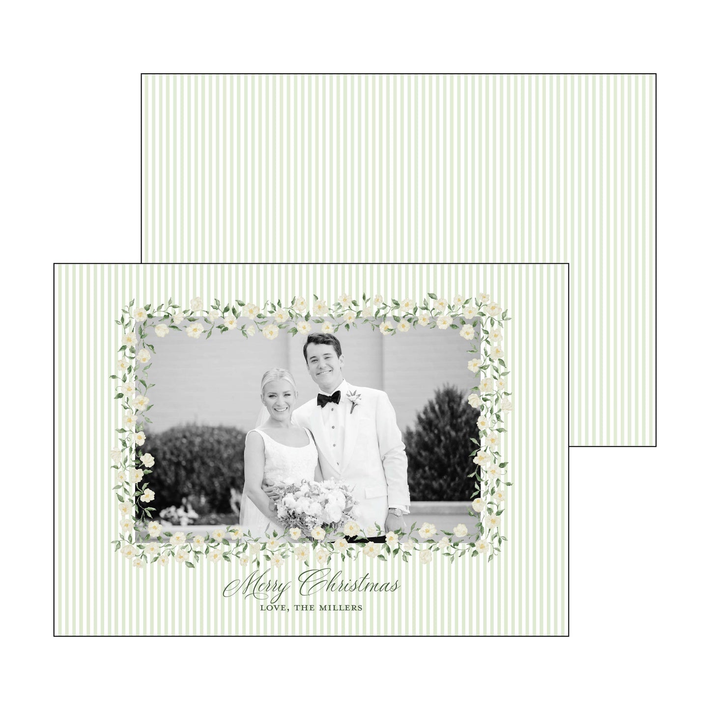 green and white floral frame | horizontal | holiday card | bethany kelm