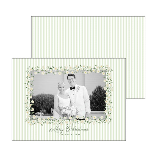 green and white floral frame | horizontal | holiday card | bethany kelm