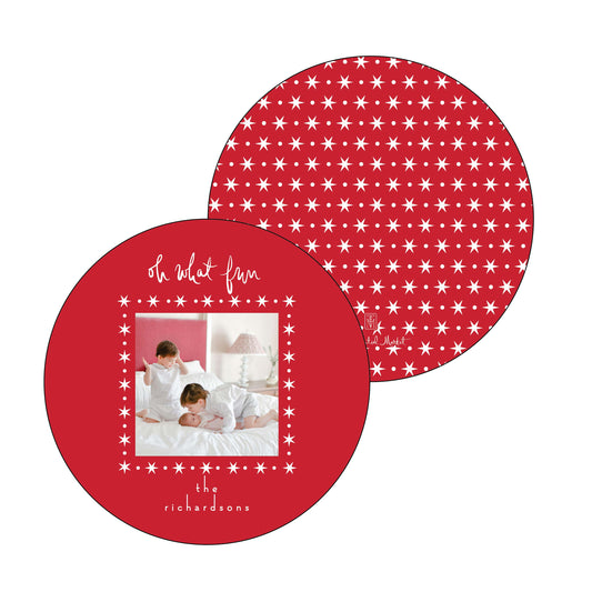 oh what fun | holiday card | digital printed | circle shape