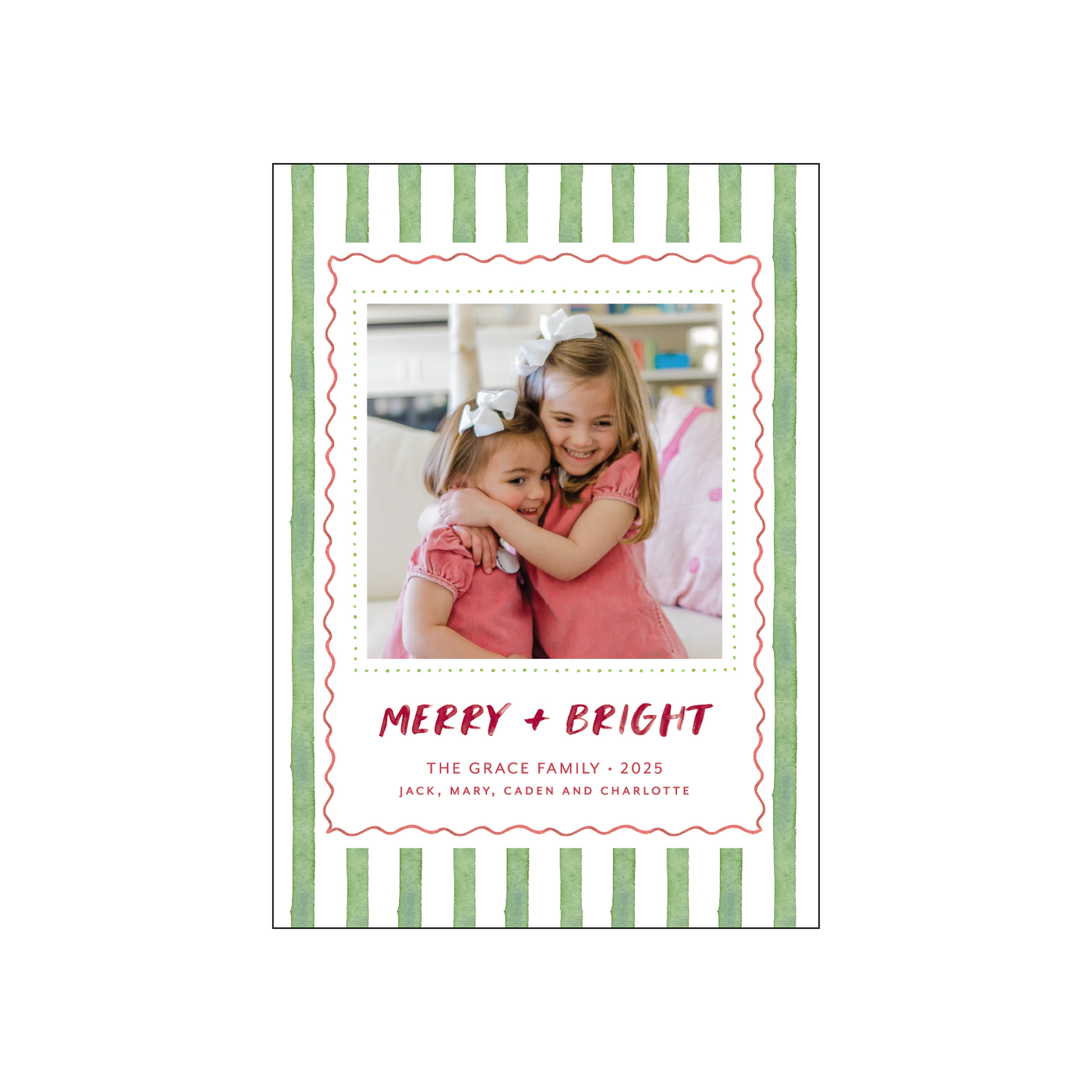 bright green stripes | holiday card | digital printed