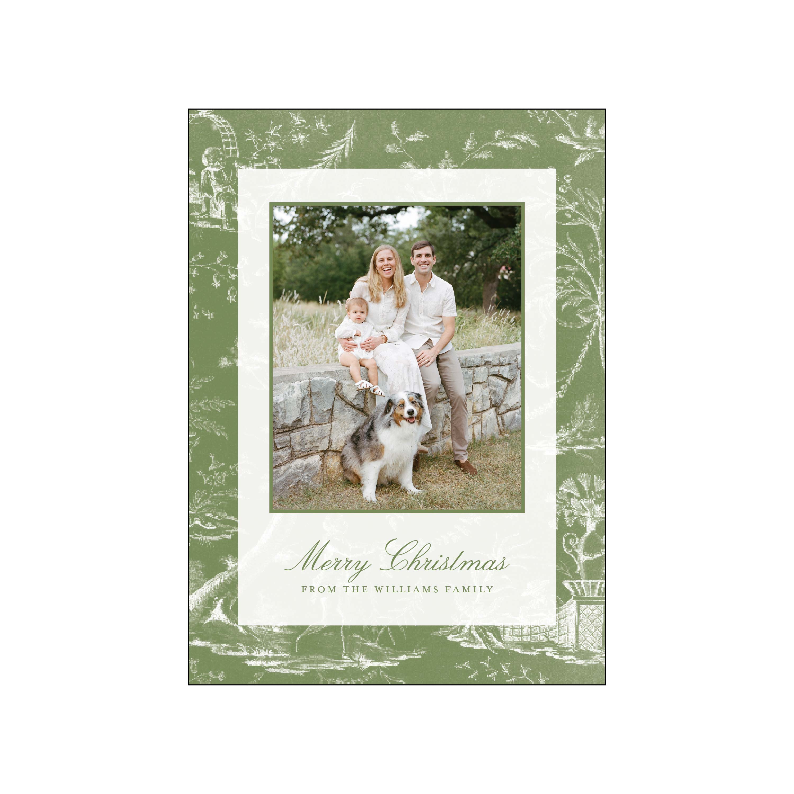 french green toile | holiday card | adeline vicknair