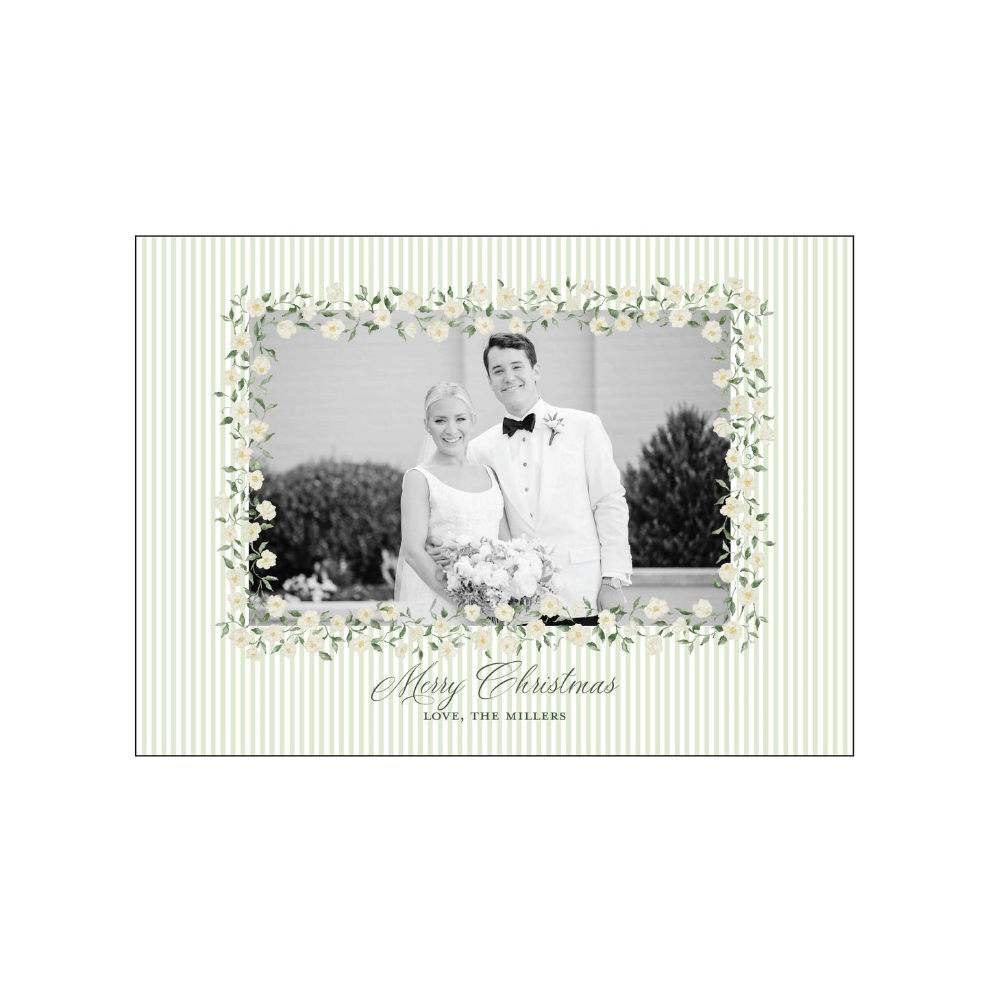 green and white floral frame | horizontal | holiday card | bethany kelm
