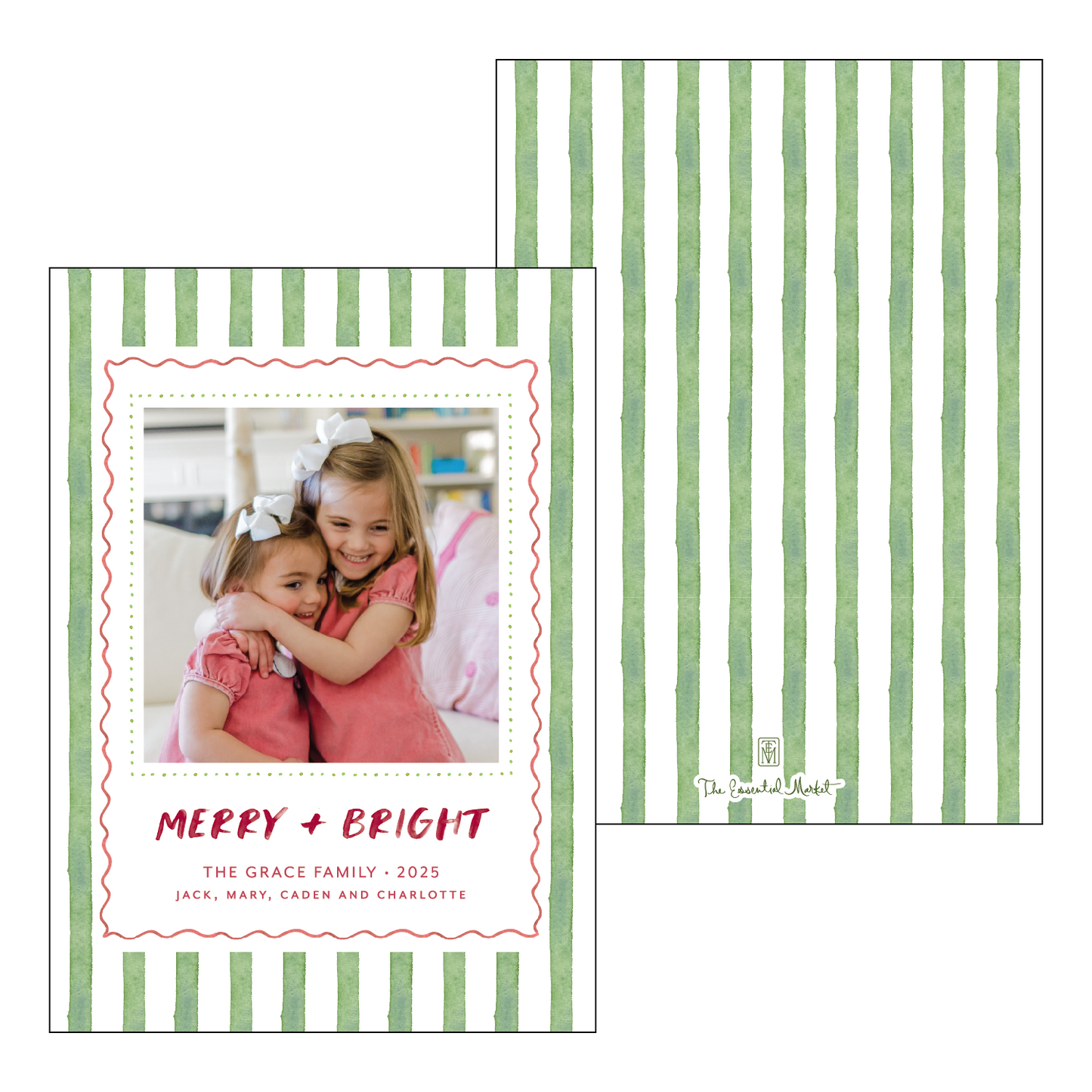 bright green stripes | holiday card | digital printed