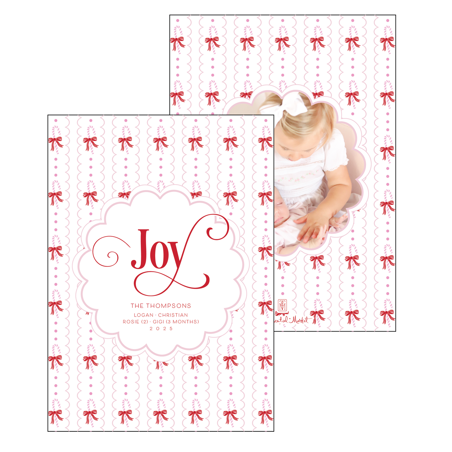 candy cane scallop | holiday card | digital printed
