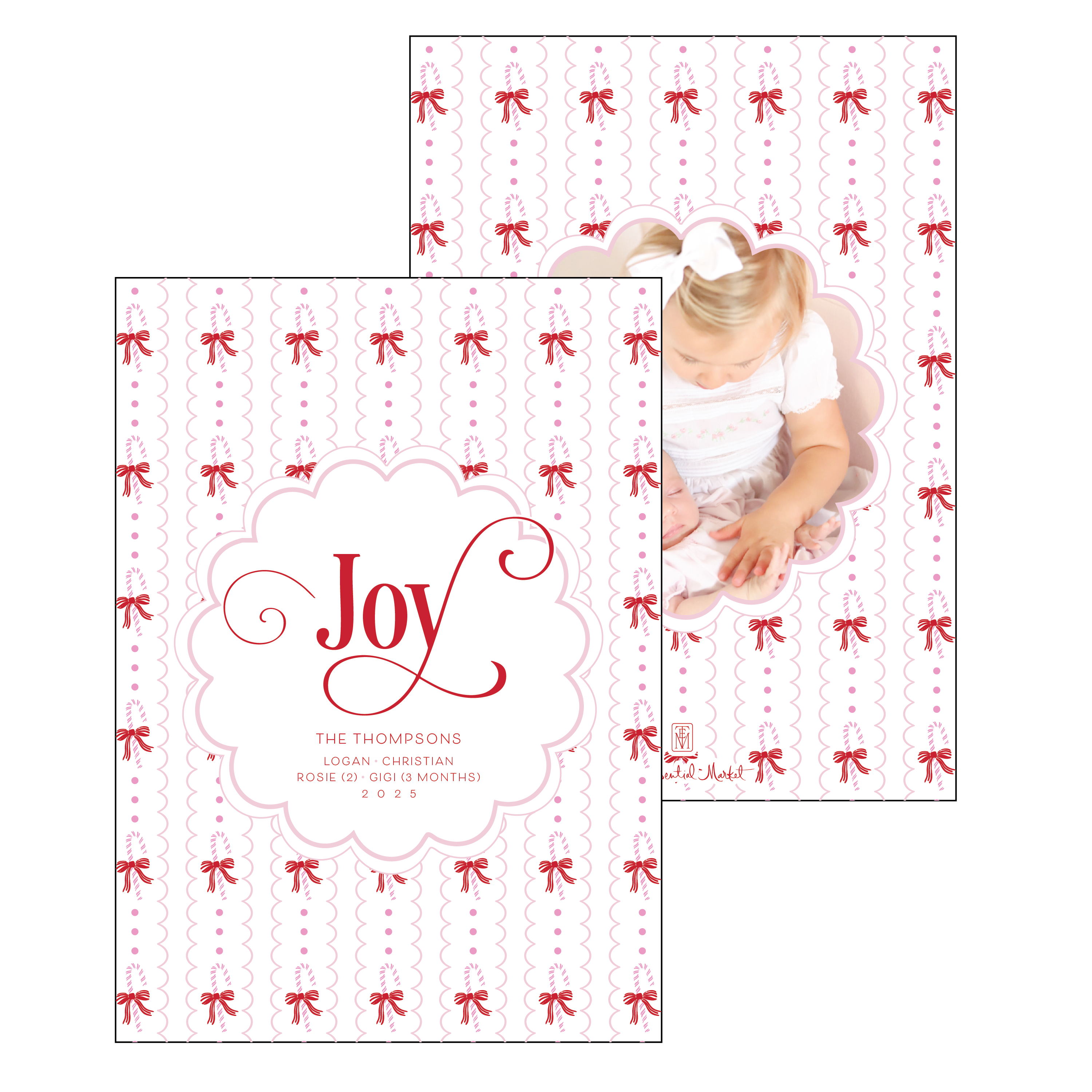 candy cane scallop | holiday card | digital printed