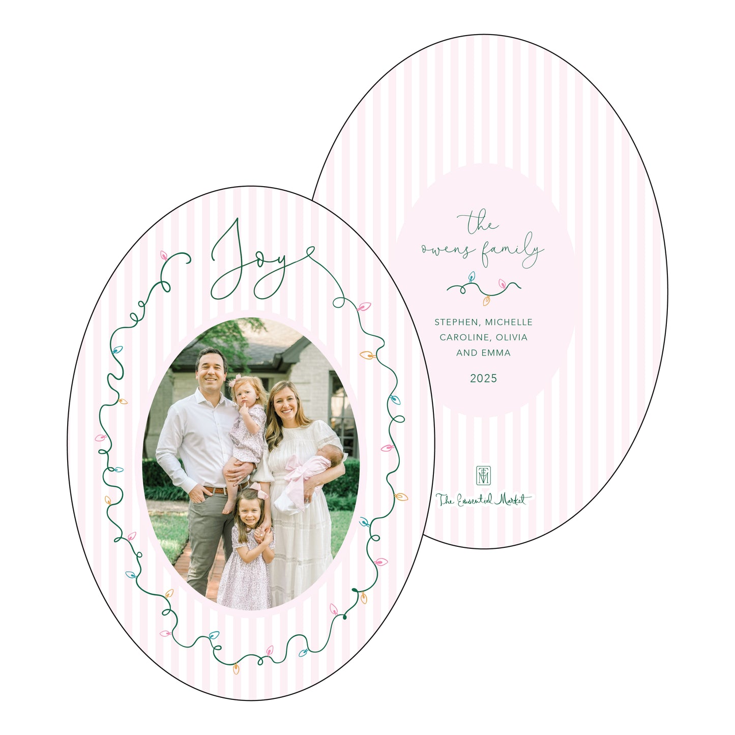 joyful lights | holiday card | digital printed | oval shape