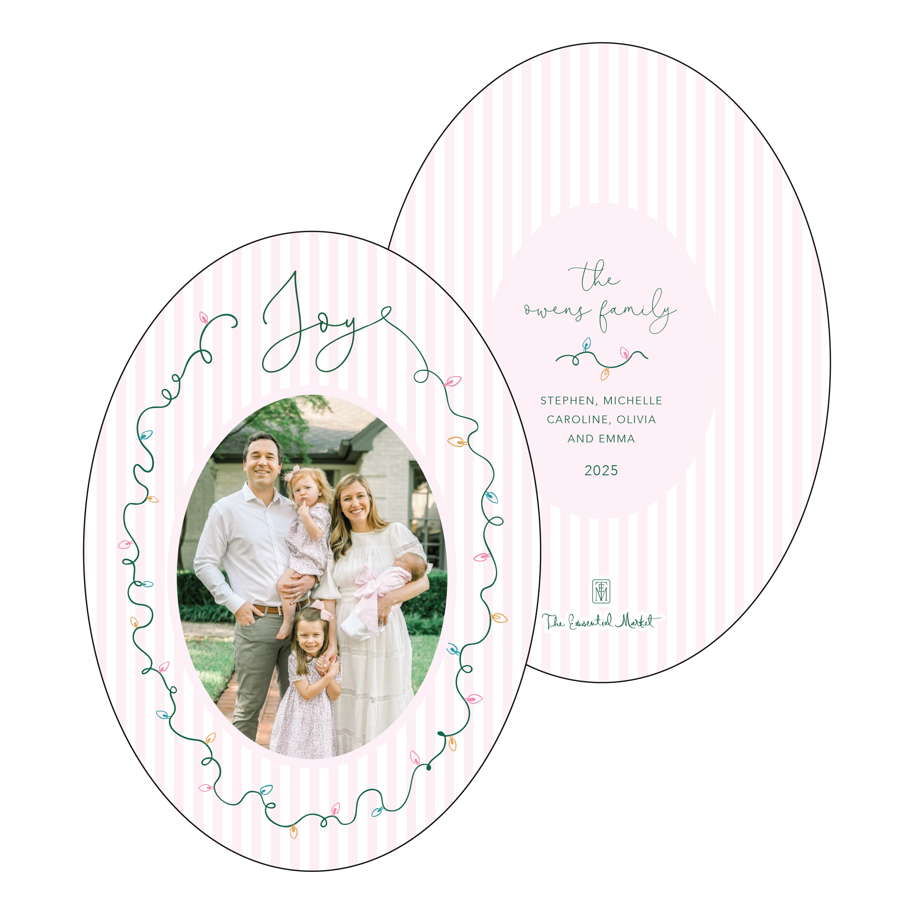 joyful lights | holiday card | digital printed | oval shape