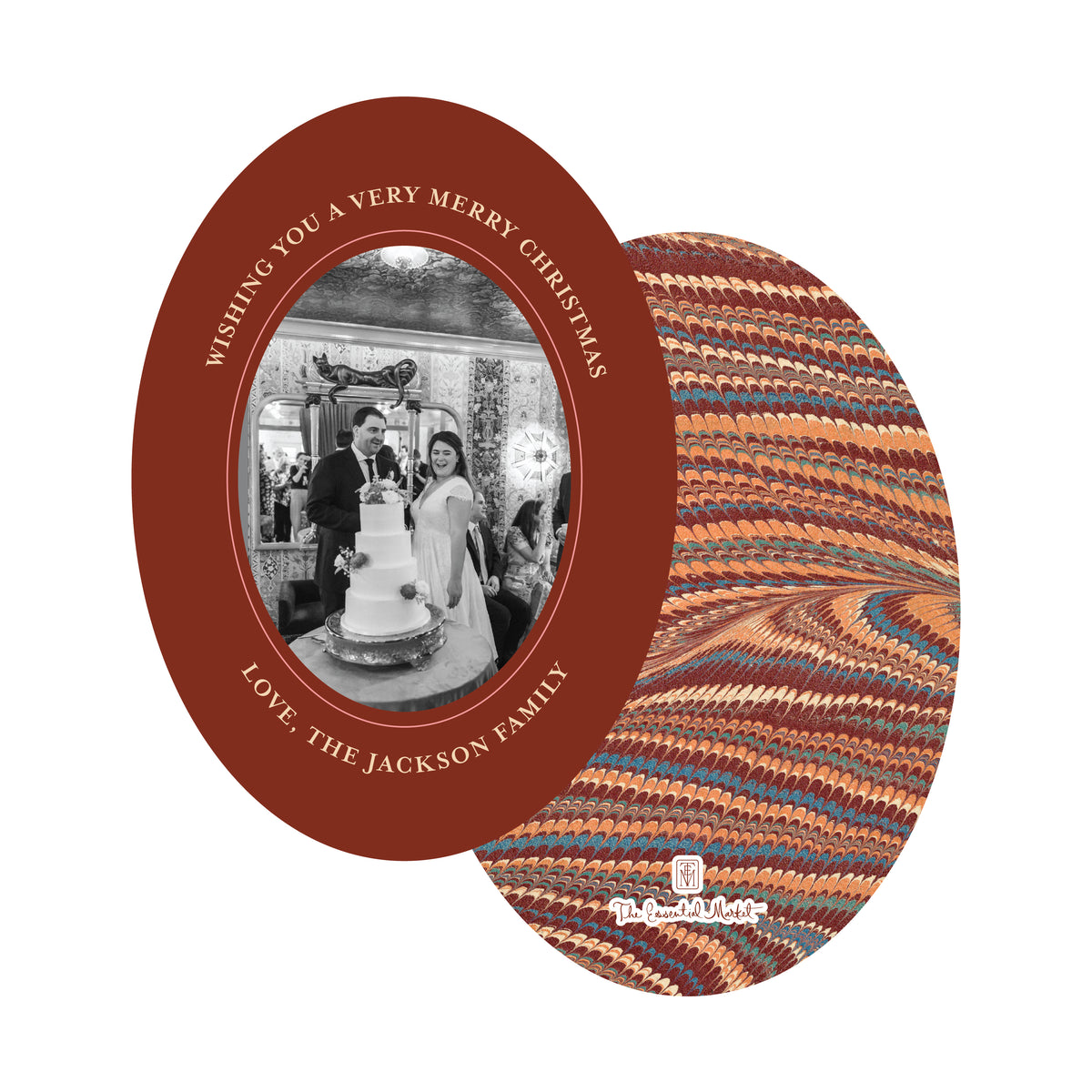 very merry oval | holiday card | flat print | die-cut shape