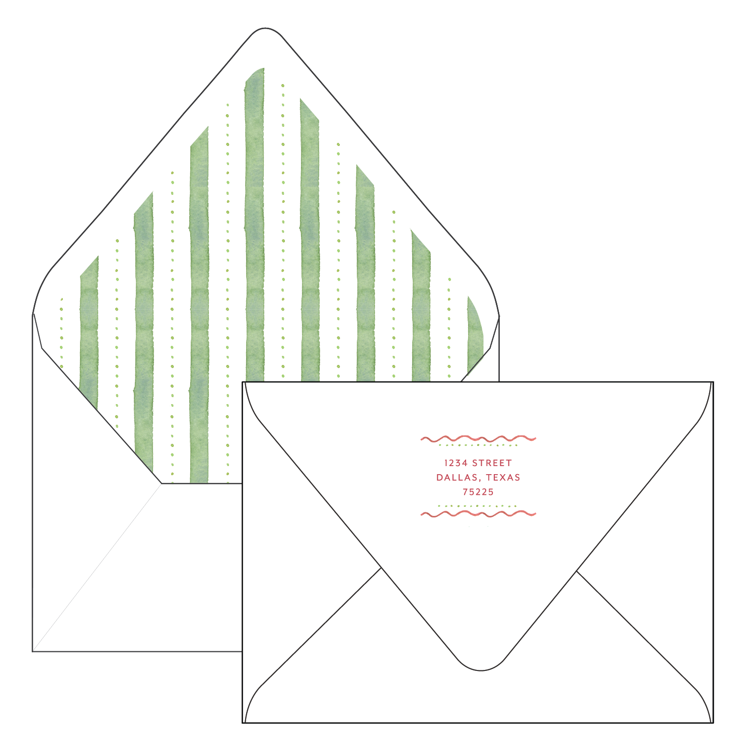 bright green stripes | holiday card | digital printed