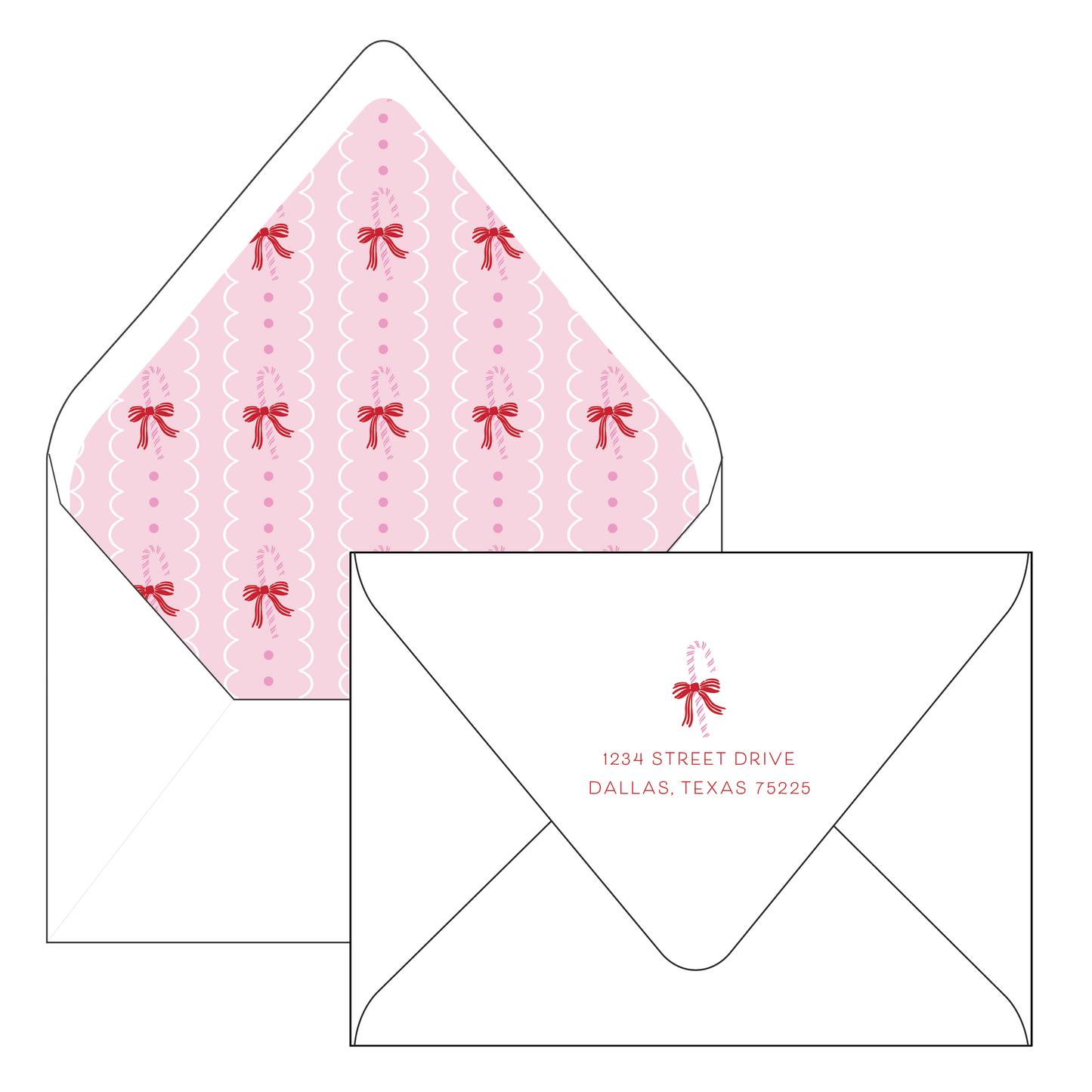 candy cane scallop | holiday card | digital printed
