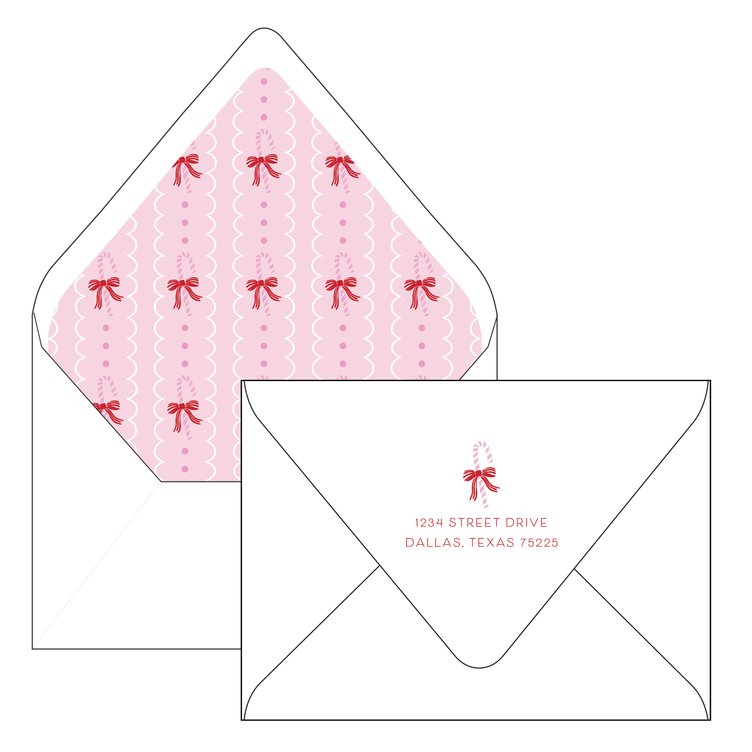 candy cane scallop | holiday card | digital printed