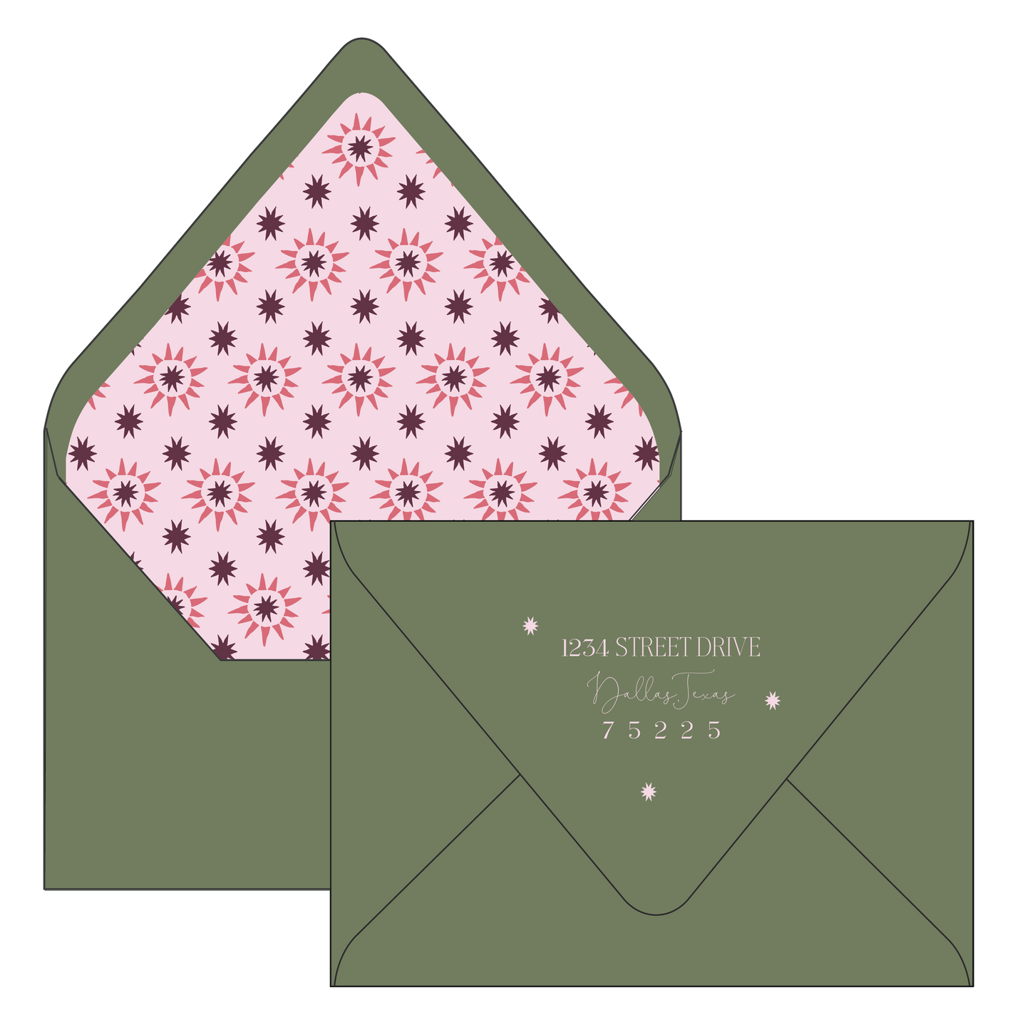 pink and berry starburst | holiday card | digital printed
