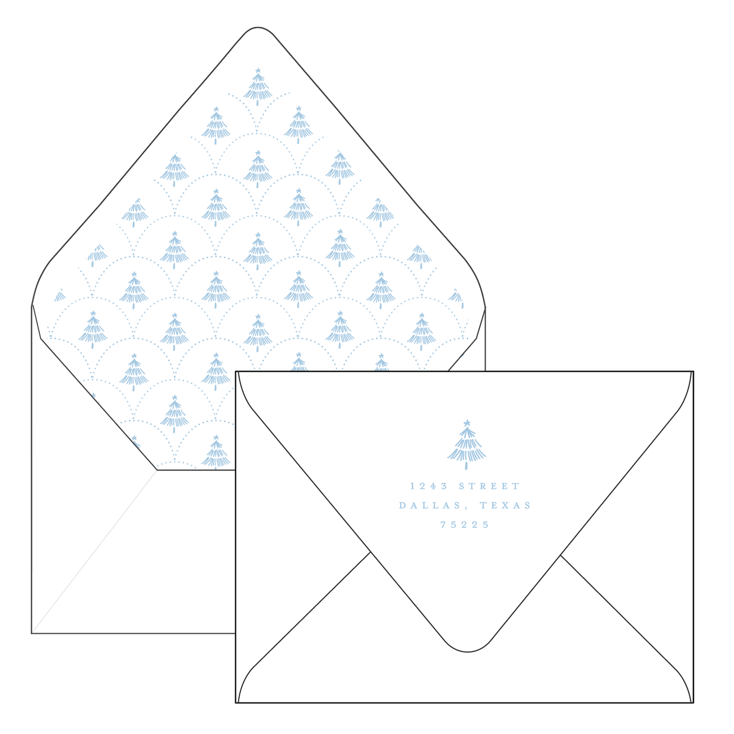 scalloped pine | holiday card | digital printed