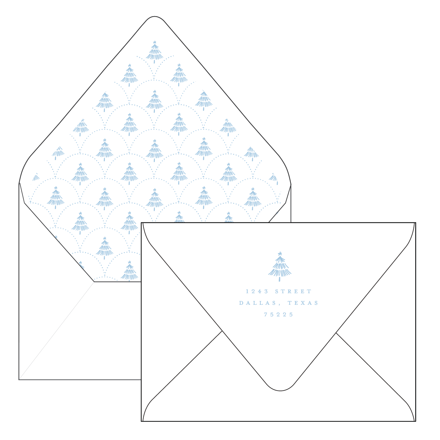 scalloped pine | holiday card | digital printed