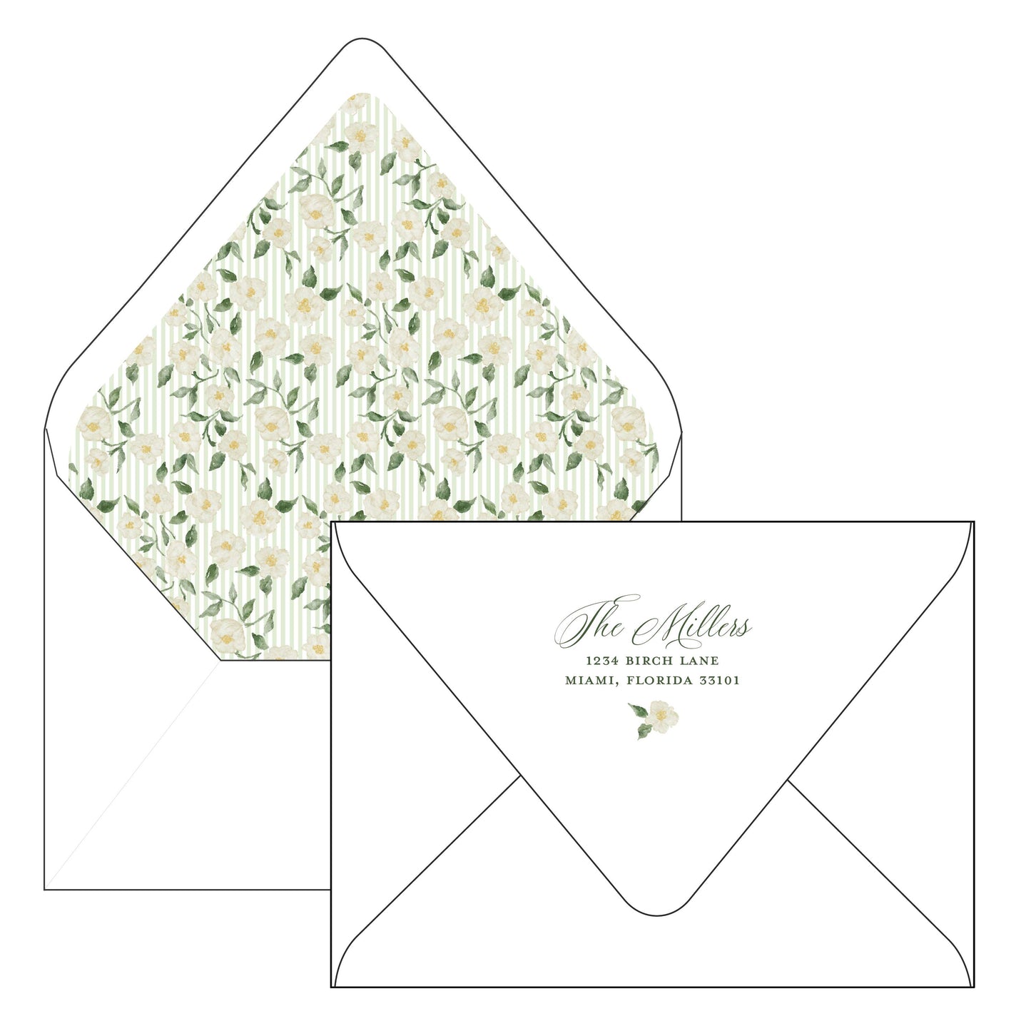 green and white floral frame | horizontal | holiday card | bethany kelm