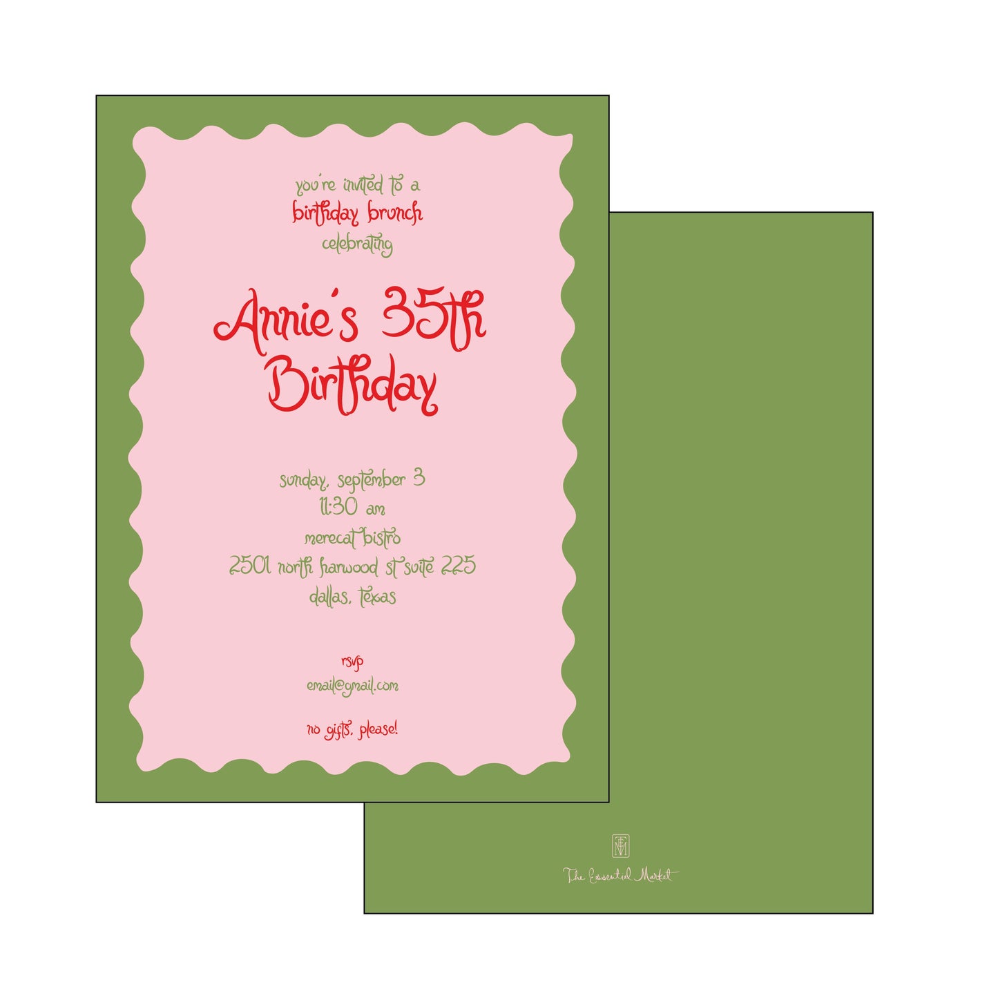 the essential market personalized party invitation