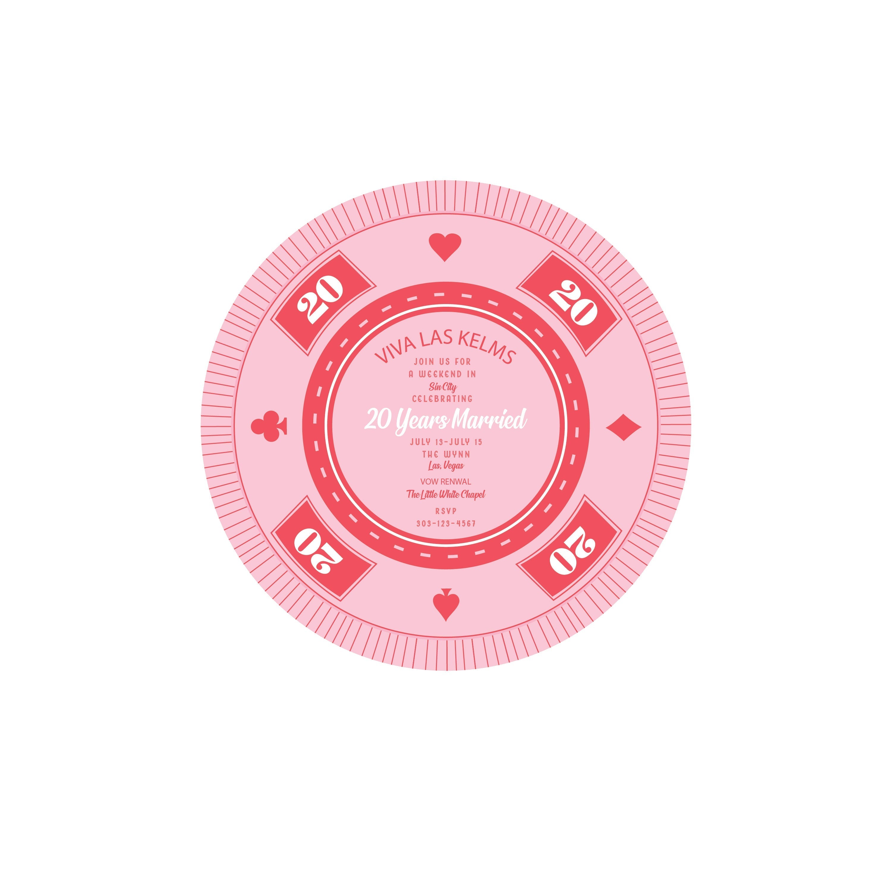 poker chip pink | invitation