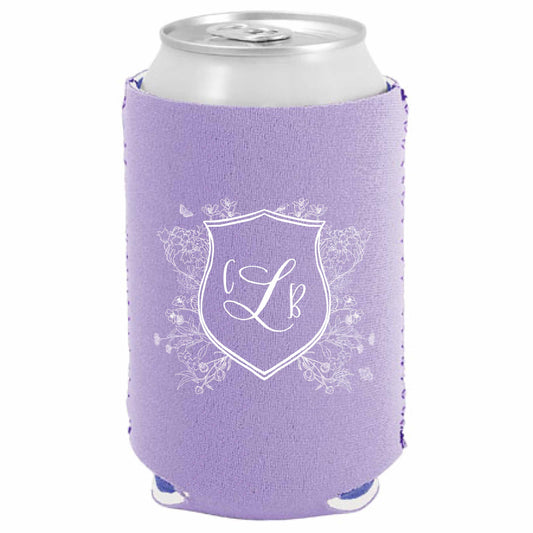 floral crest | can cooler