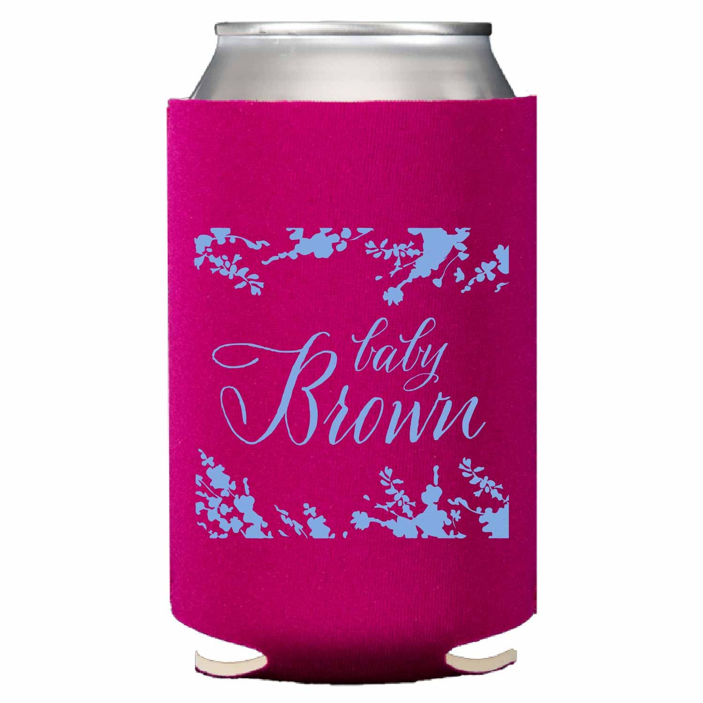 pink and blue bonnets | can cooler