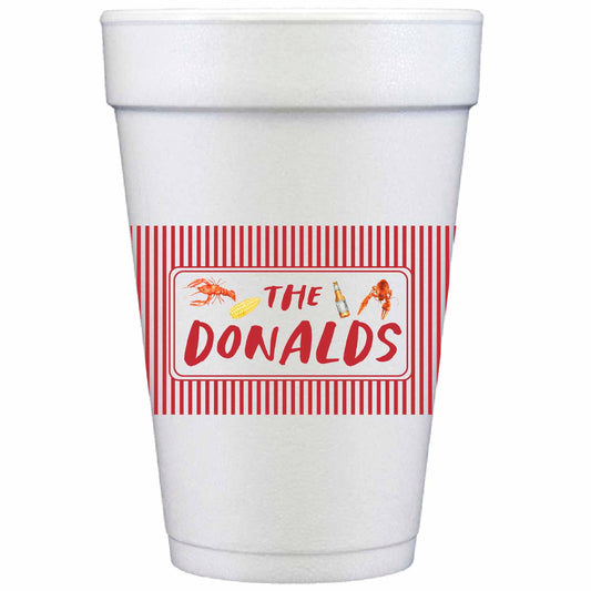 crawfish boil personalized styrofoam cup