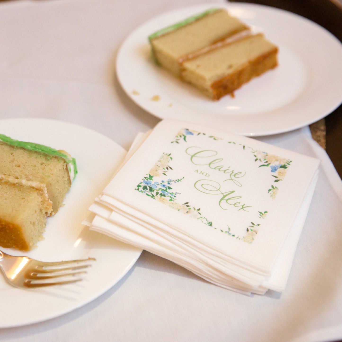 Personalized colorful floral wedding napkins