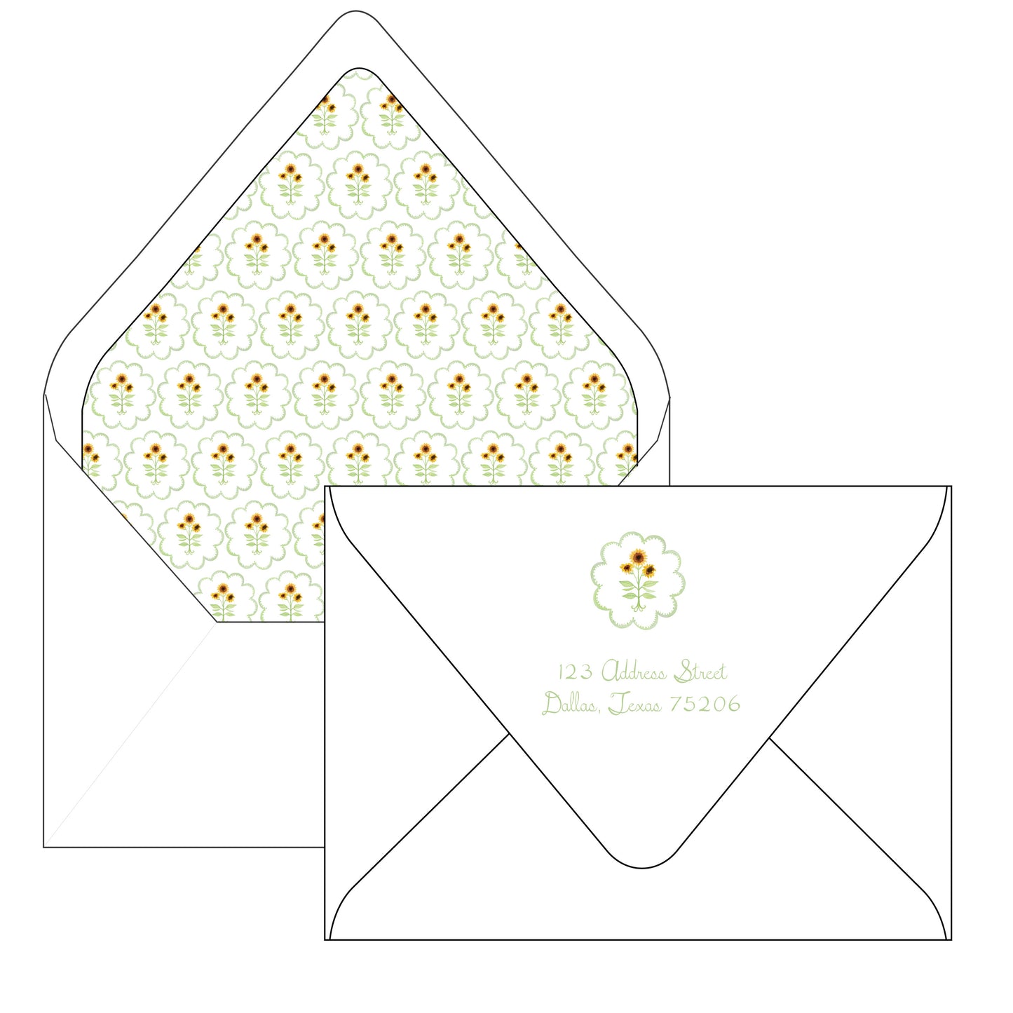 sunflowers and stork | invitation