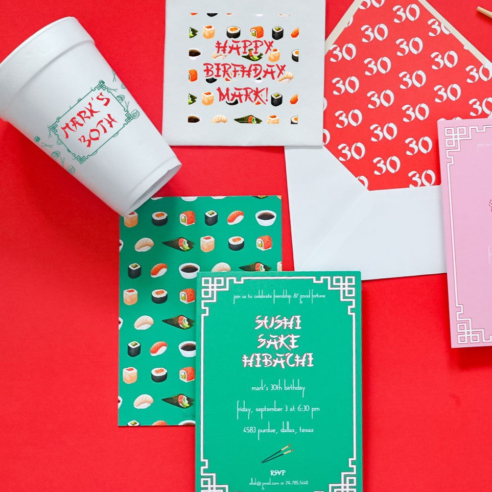 sushi, sake, hibachi pink | styrofoam cups
