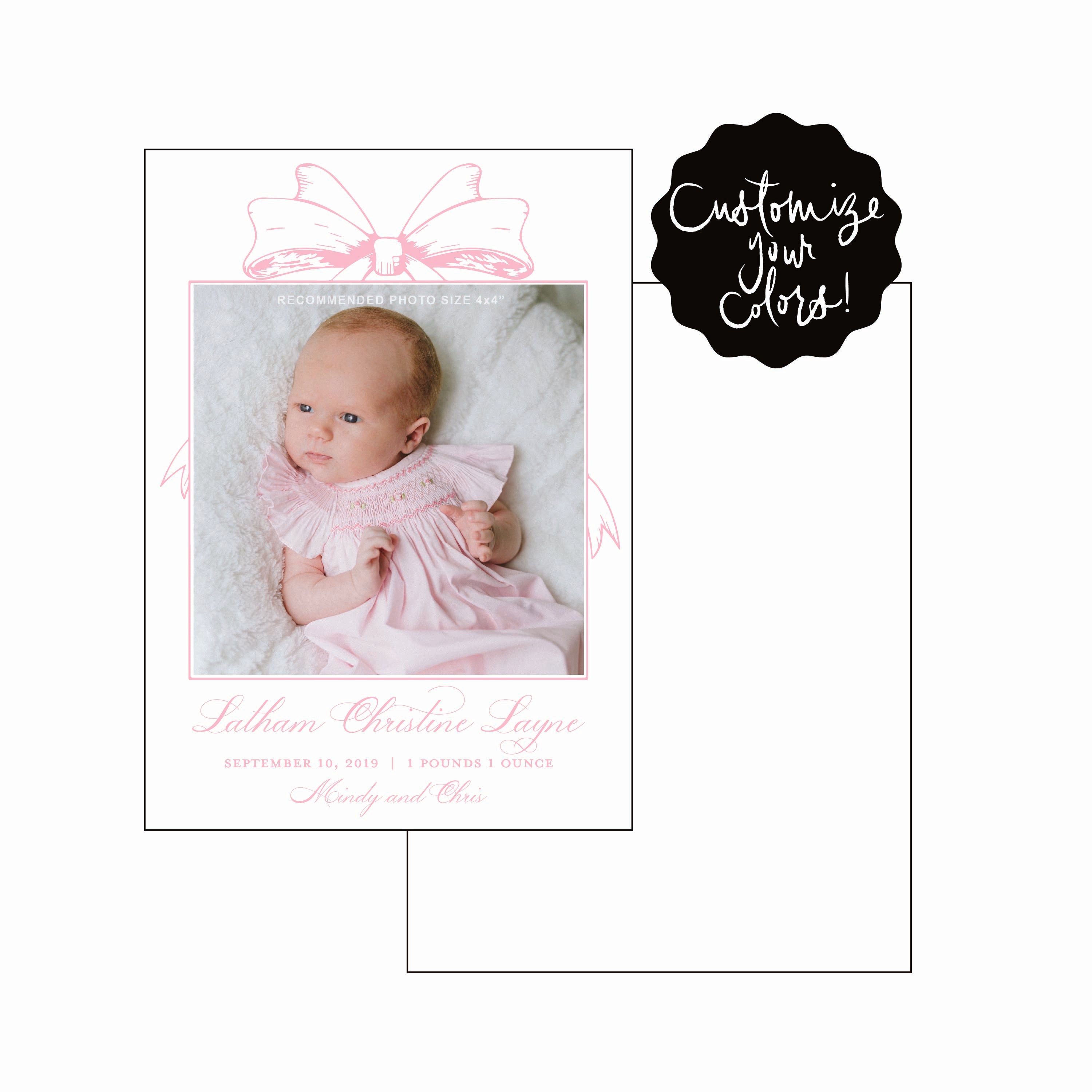 script bow | birth announcement