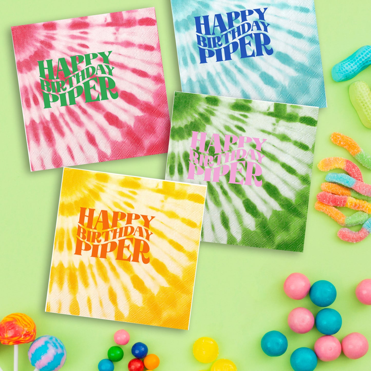 Personalized tie-dye beverage napkins