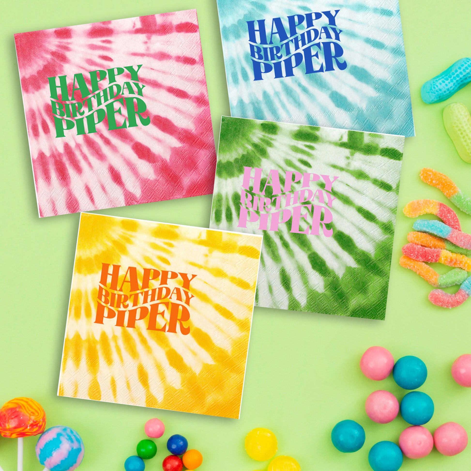 Personalized tie-dye beverage napkins